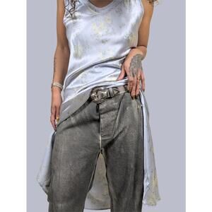 Spray painted grey tailored trousers